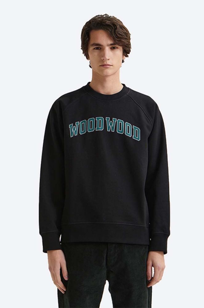 Бавовняна кофта Wood Wood Hester Ivy чоловіча колір чорний з принтом 12135622.2493-BLACK