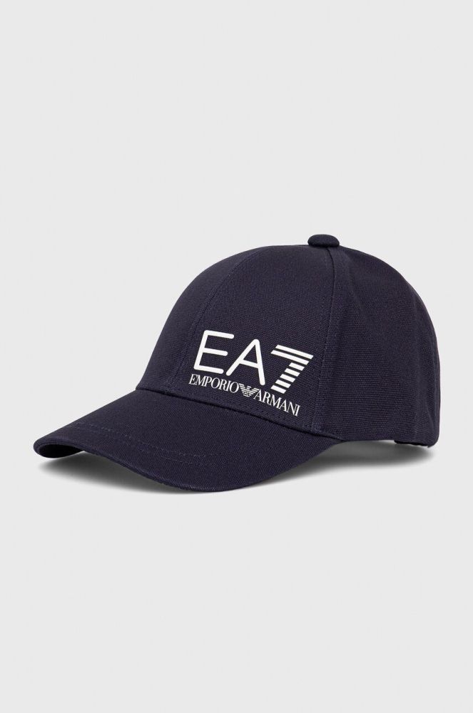 Шапка EA7 Emporio Armani колір синій з принтом