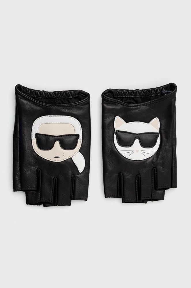 Шкіряні рукавички Karl Lagerfeld жіночі колір чорний (2484783)