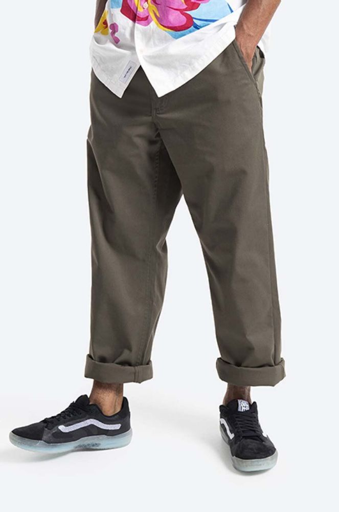 Штани Vans Authentic Chino колір зелений фасон chinos середня посадка VN0A5FJBKCZ-green