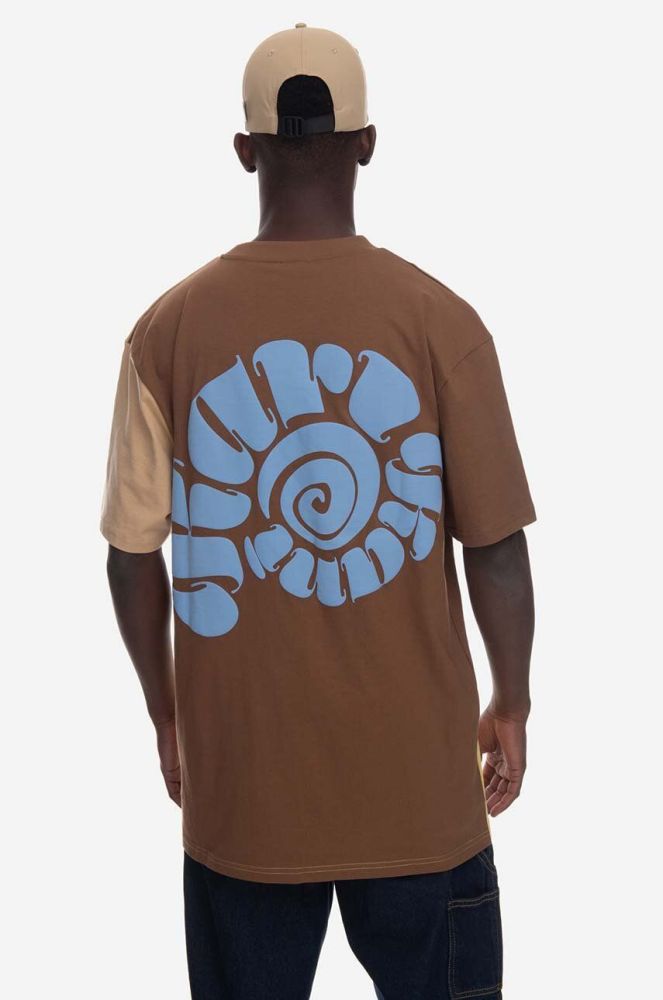 Бавовняна футболка Karl Kani Signature Block Tee колір коричневий візерунок 6037512-BROWN
