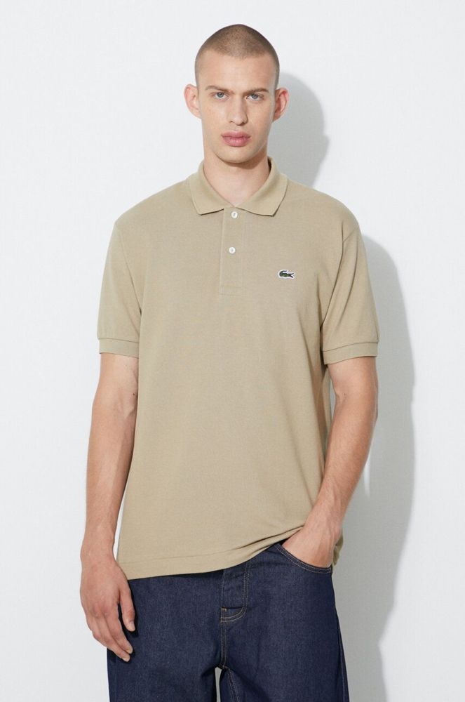 Бавовняне поло Lacoste колір зелений однотонний L1212-001