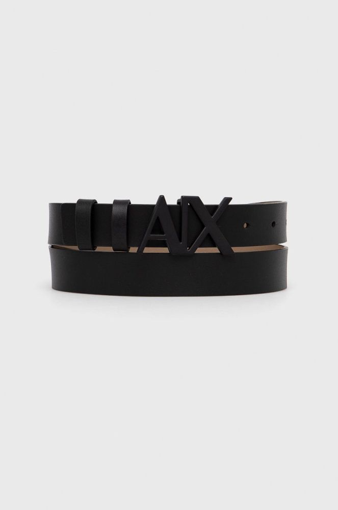 Шкіряний ремінь Armani Exchange жіночий колір чорний