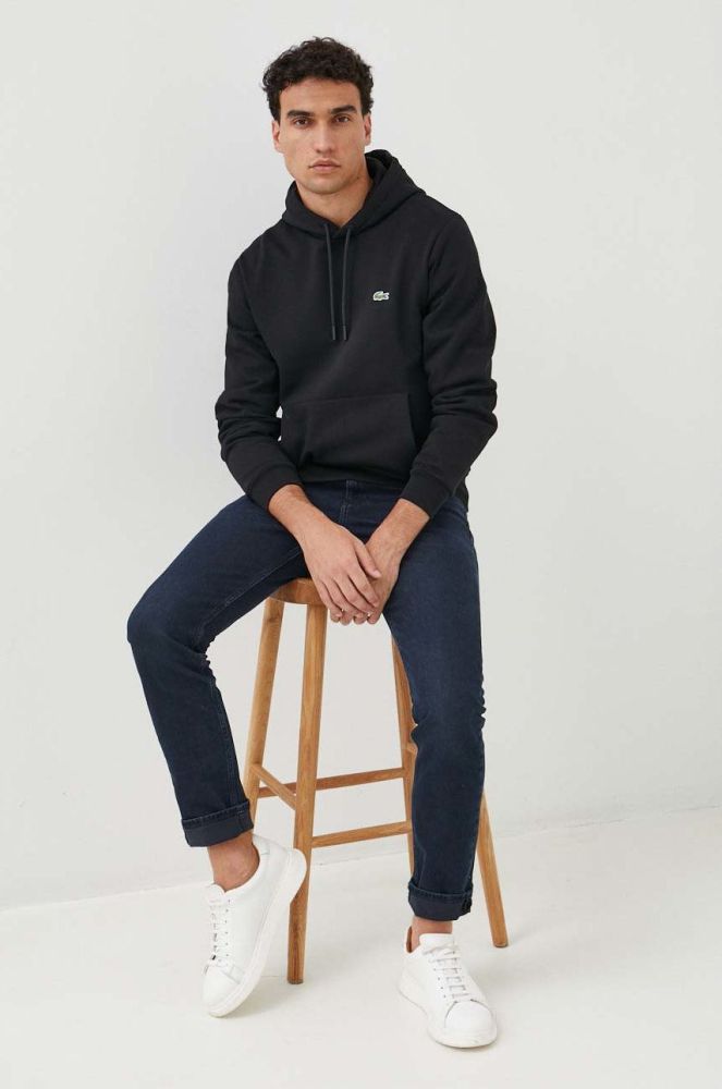 Кофта Lacoste чоловіча колір чорний однотонна SH9623-031