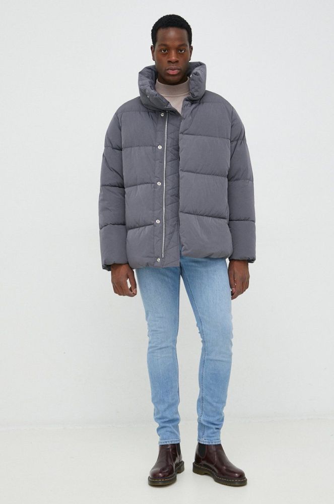 Куртка Trussardi жіноча колір сірий зимова oversize