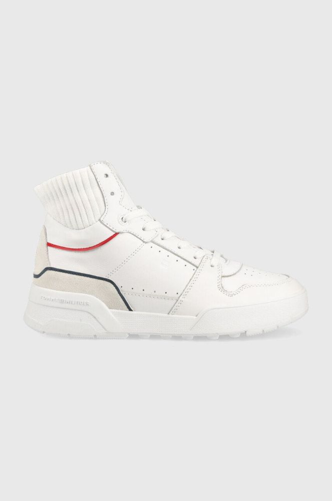 Шкіряні кросівки Tommy Hilfiger High Cut Basket колір білий