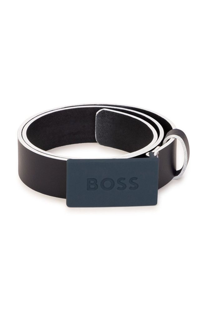 Дитячий шкіряний ремінь BOSS колір синій (2583089)