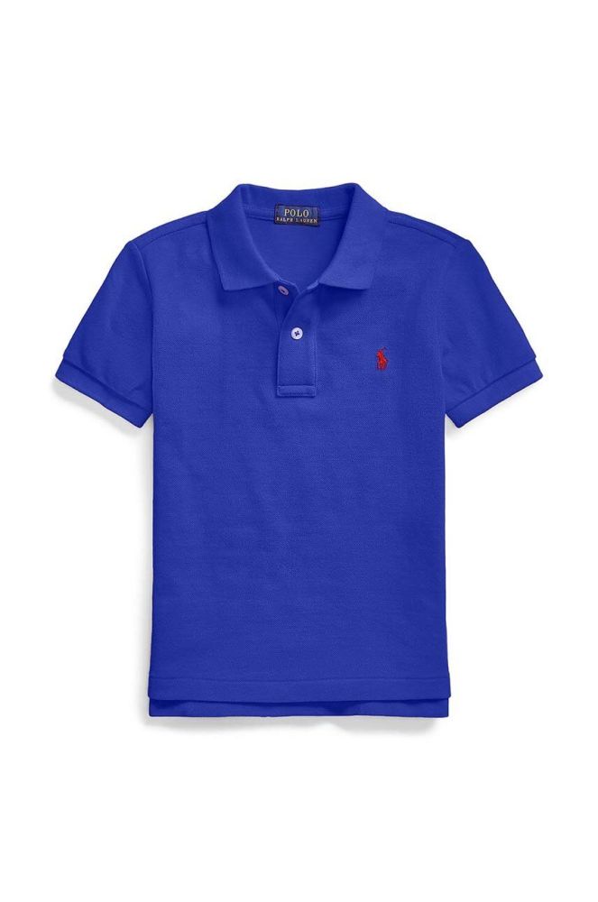 Дитяче бавовняне поло Polo Ralph Lauren однотонний колір блакитний