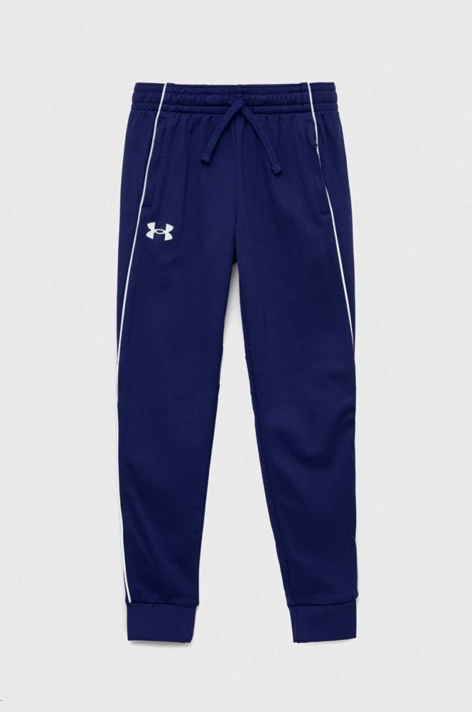 Дитячі спортивні штани Under Armour колір синій однотонні
