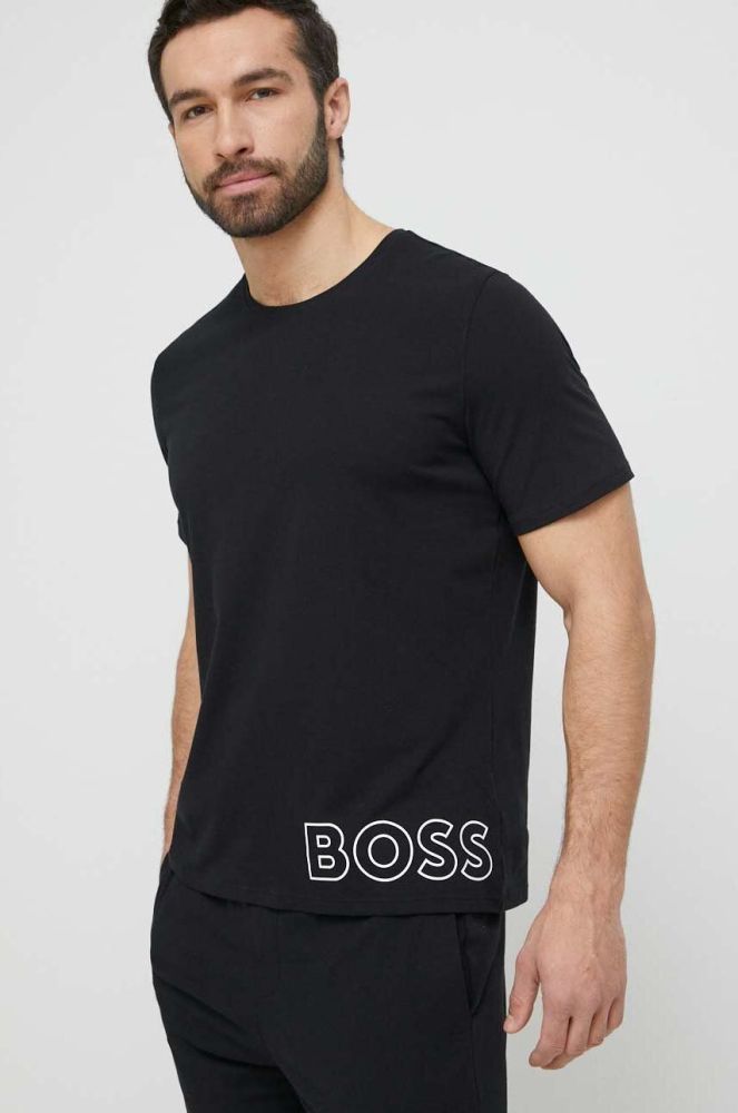 Футболка BOSS чоловічий колір чорний меланж