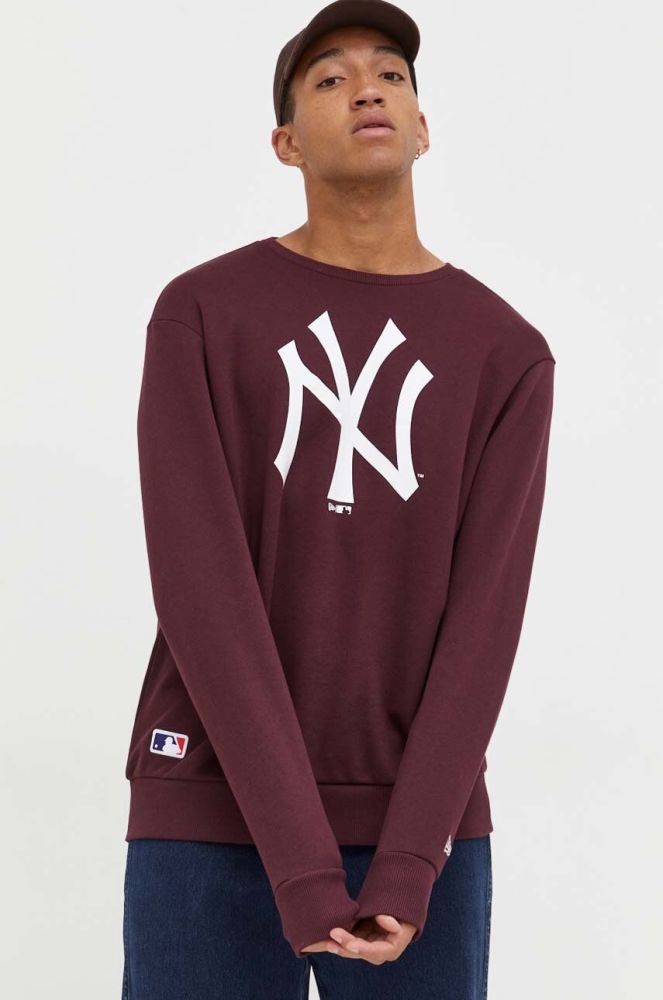 Кофта New Era чоловіча колір бордовий з принтом NEW YORK YANKEES