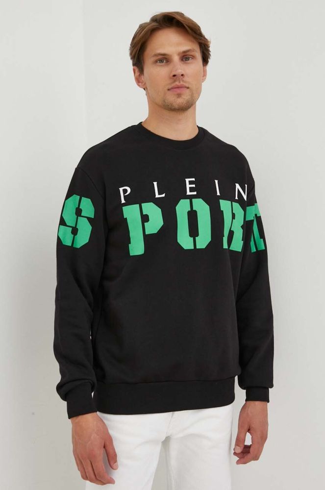 Кофта PLEIN SPORT чоловіча колір чорний з принтом (3577438)