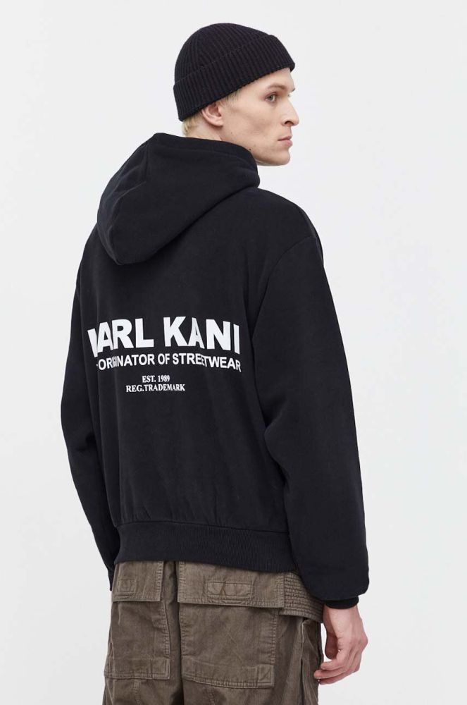 Кофта Karl Kani чоловіча колір чорний з капюшоном з принтом