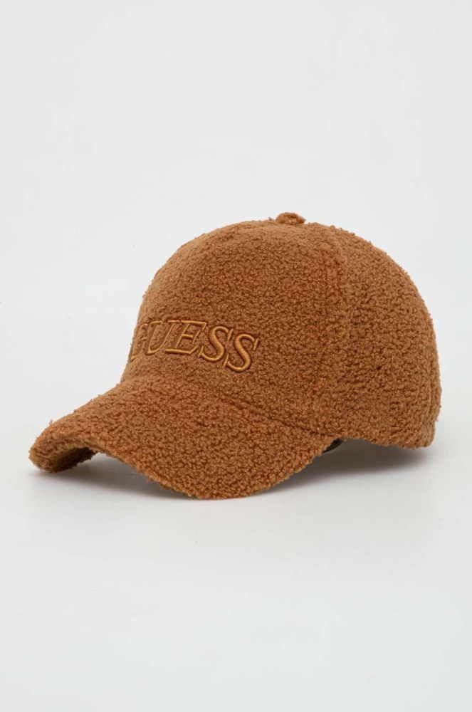 Кепка Guess колір коричневий з аплікацією