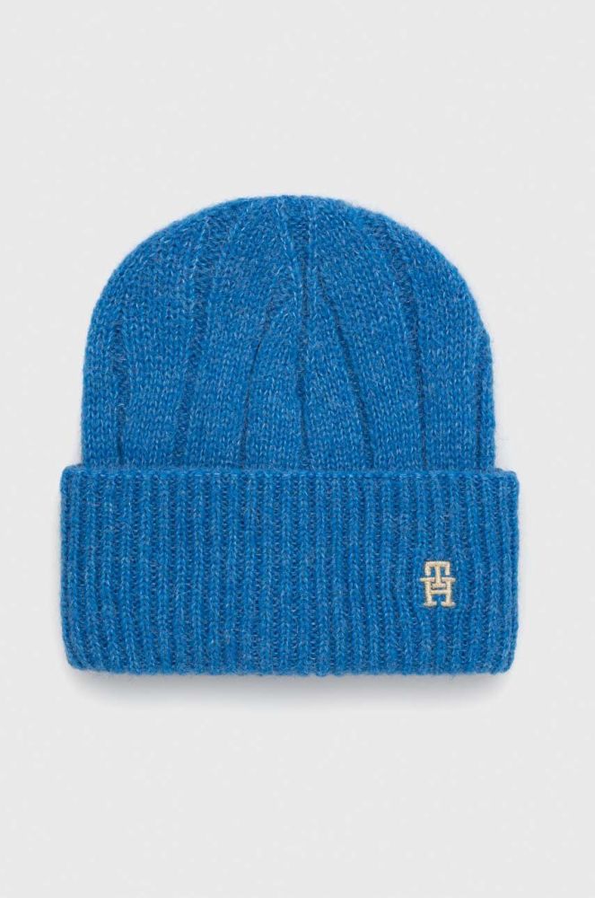 Шапка з домішкою вовни Tommy Hilfiger колір блакитний (3519823)