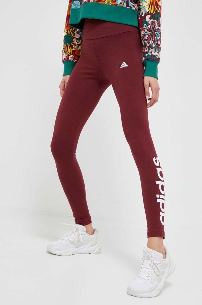 Легінси adidas жіночі колір бордовий з принтом (3322177)