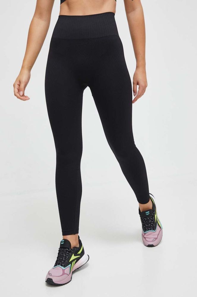 Легінси для йоги Casall Seamless Graphical Rib колір чорний однотонні