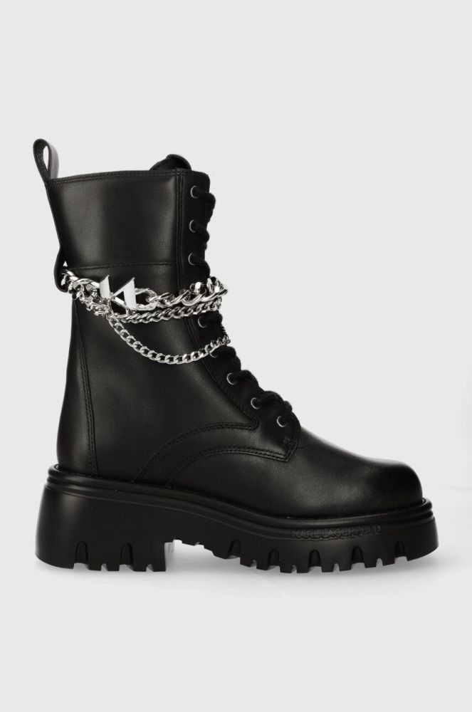 Шкіряні черевики Karl Lagerfeld KOMBAT KC жіночі колір чорний на платформі KL45376