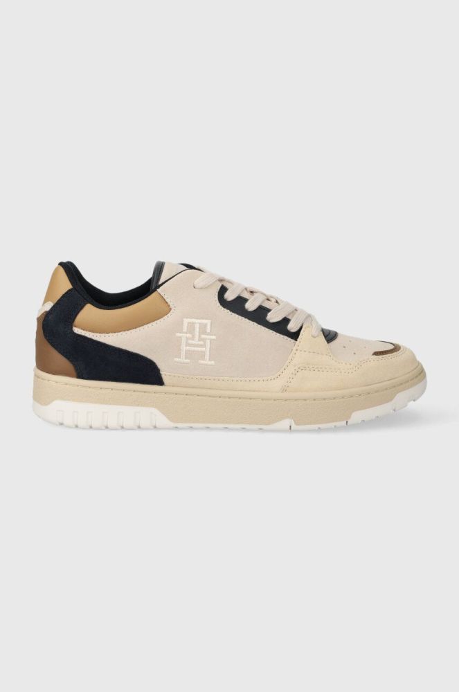 Замшеві кросівки Tommy Hilfiger TH BASKET BETTER SUEDE MIX колір бежевий FM0FM04822