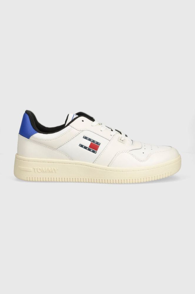 Шкіряні кросівки Tommy Jeans TJM BASKET COLOR колір білий EM0EM01255