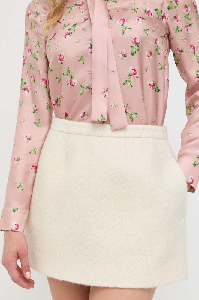 Вовняна спідниця Red Valentino колір бежевий mini олівець