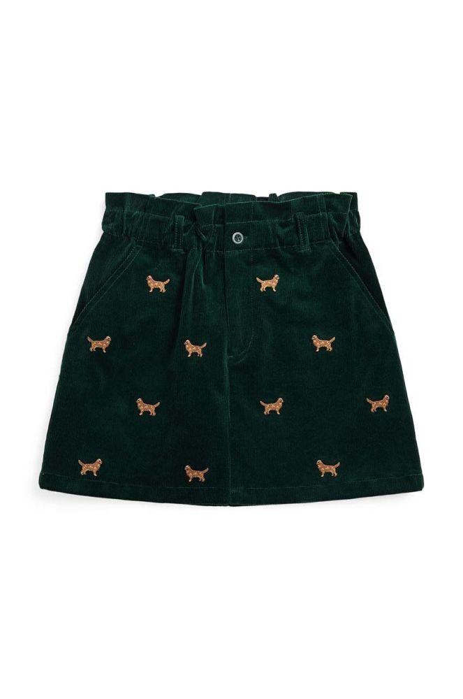Дитяча спідниця Polo Ralph Lauren колір зелений mini розкльошена