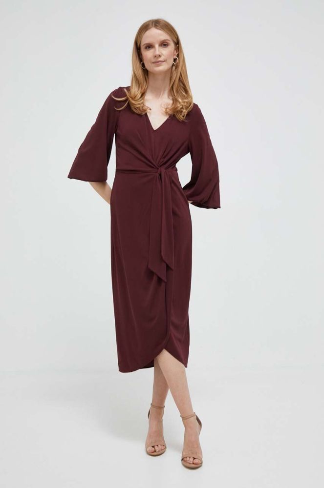 Сукня Lauren Ralph Lauren колір бордовий midi пряма