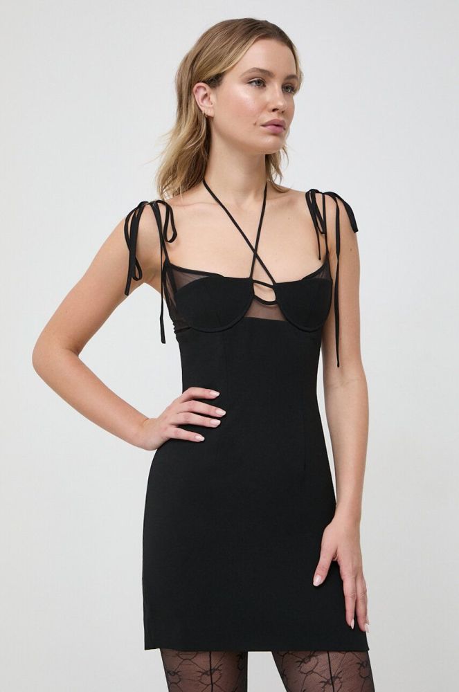 Сукня Bardot колір чорний mini облягаюча (3560247)