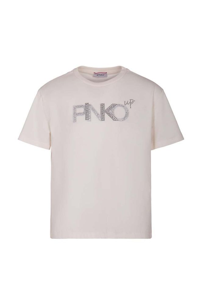 Дитяча бавовняна футболка Pinko Up колір бежевий (3432823)