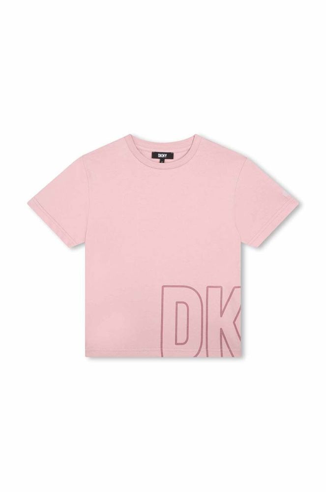 Дитяча бавовняна футболка Dkny колір фіолетовий з принтом (3405131)