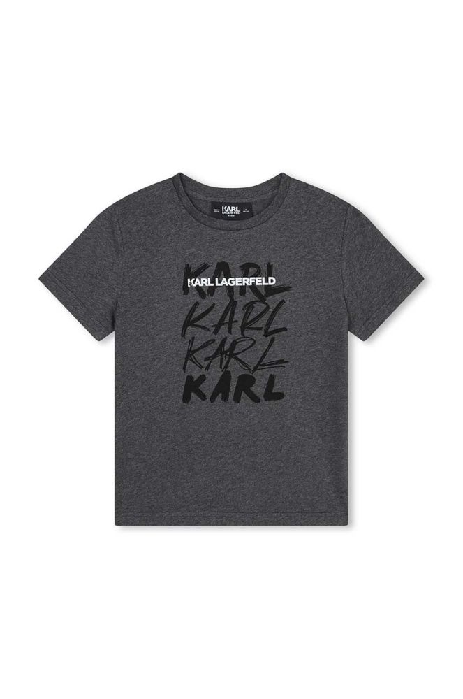 Дитяча бавовняна футболка Karl Lagerfeld колір сірий з принтом (3451953)