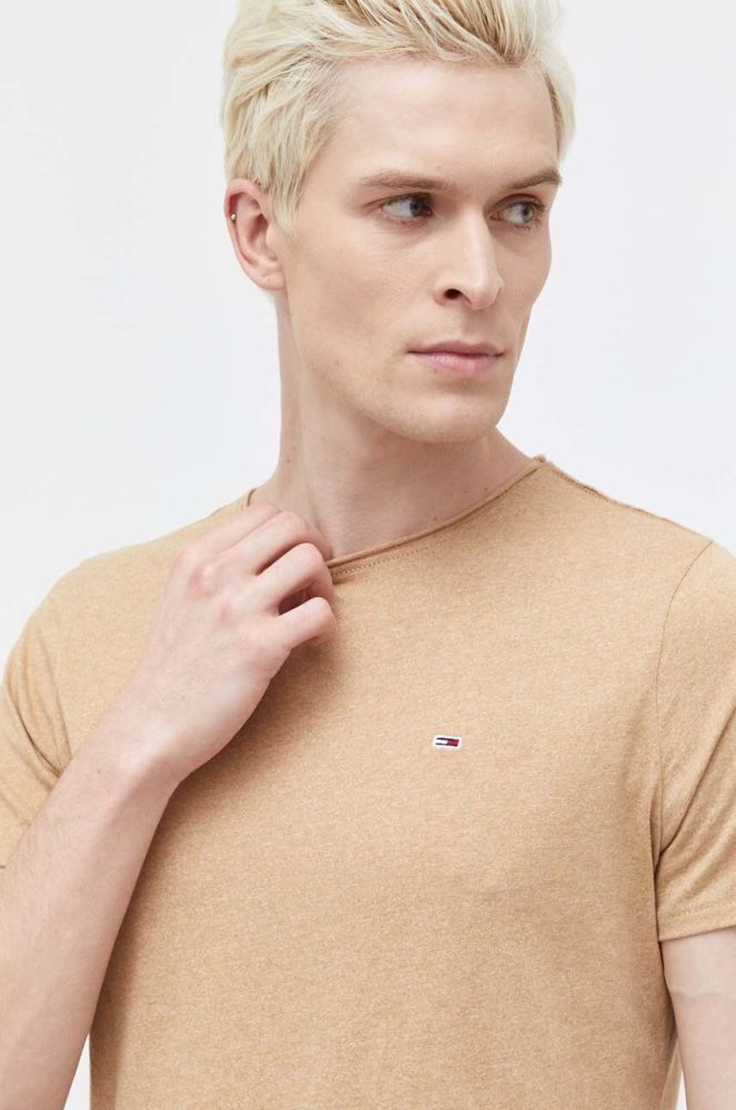 Футболка Tommy Jeans чоловічий колір бежевий меланж (3687015)