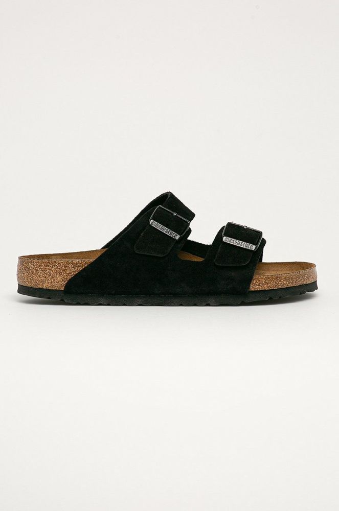 Замшеві шльопанці Birkenstock чоловічі колір чорний