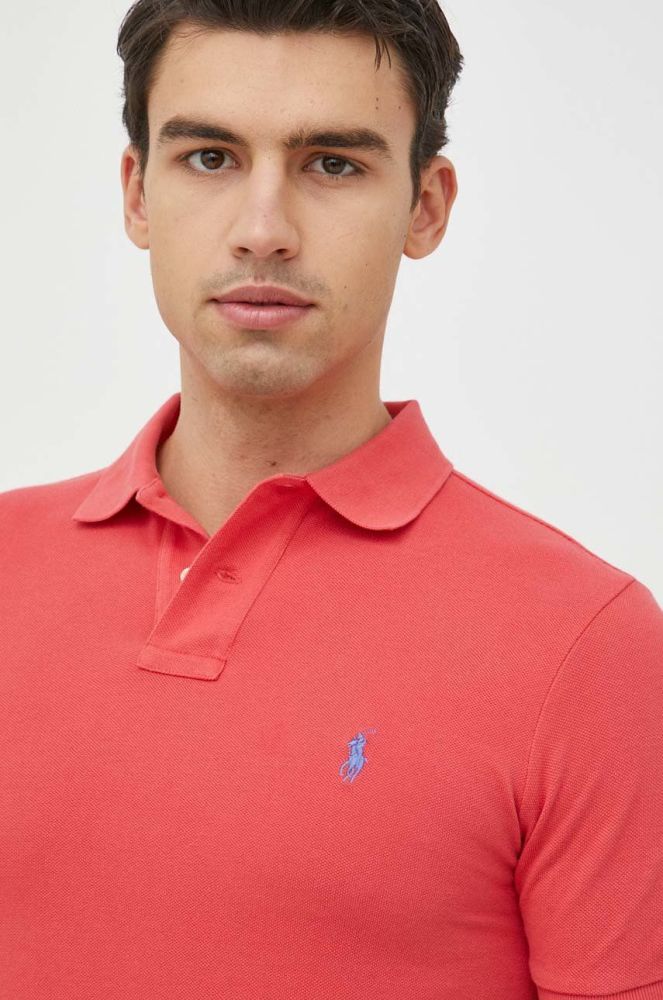 Бавовняне поло Polo Ralph Lauren однотонний колір червоний (2850580)