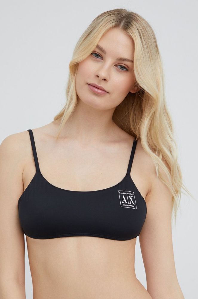 Купальний бюстгальтер Armani Exchange колір чорний м'яка чашечка