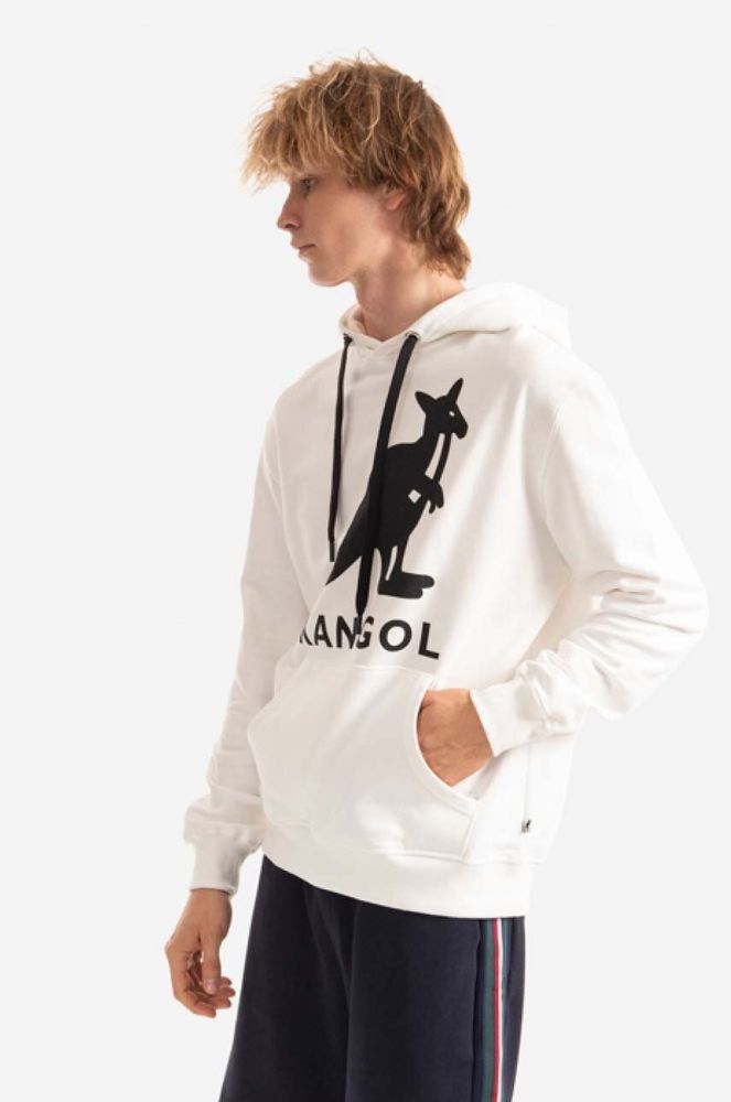 Бавовняна кофта Kangol колір чорний з капюшоном з принтом KLEU001-99 (3341008)