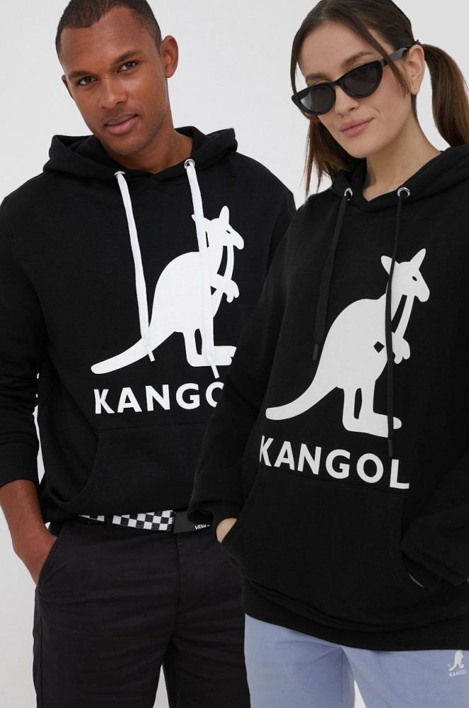 Бавовняна кофта Kangol колір чорний з принтом KLEU001-99