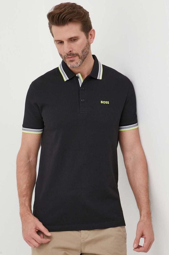 Бавовняне поло BOSS BOSS ATHLEISURE колір чорний (3118930)