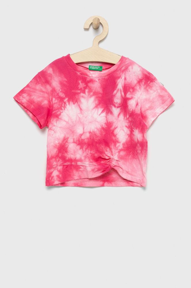 Дитяча бавовняна футболка United Colors of Benetton колір рожевий (2409504)