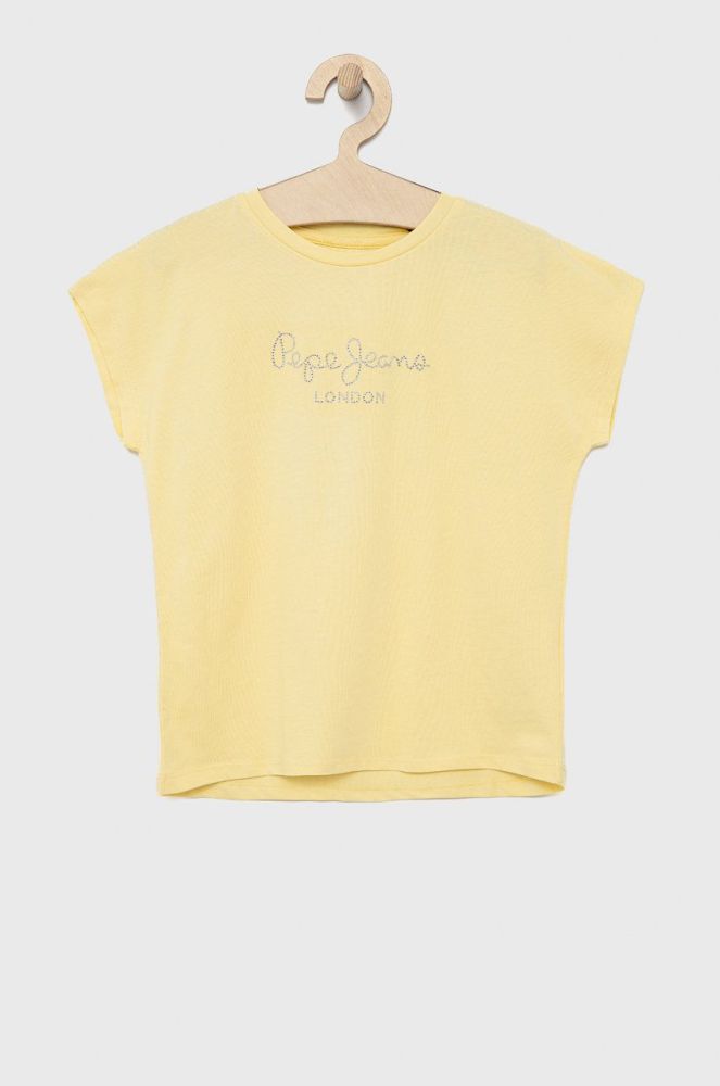 Дитяча бавовняна футболка Pepe Jeans колір жовтий