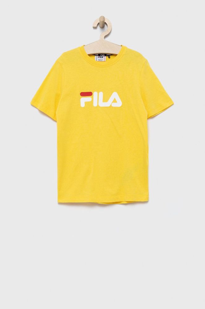 Дитяча бавовняна футболка Fila колір жовтий з принтом
