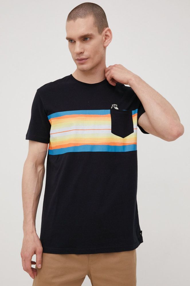 Бавовняна футболка Quiksilver колір чорний з принтом (2347310)