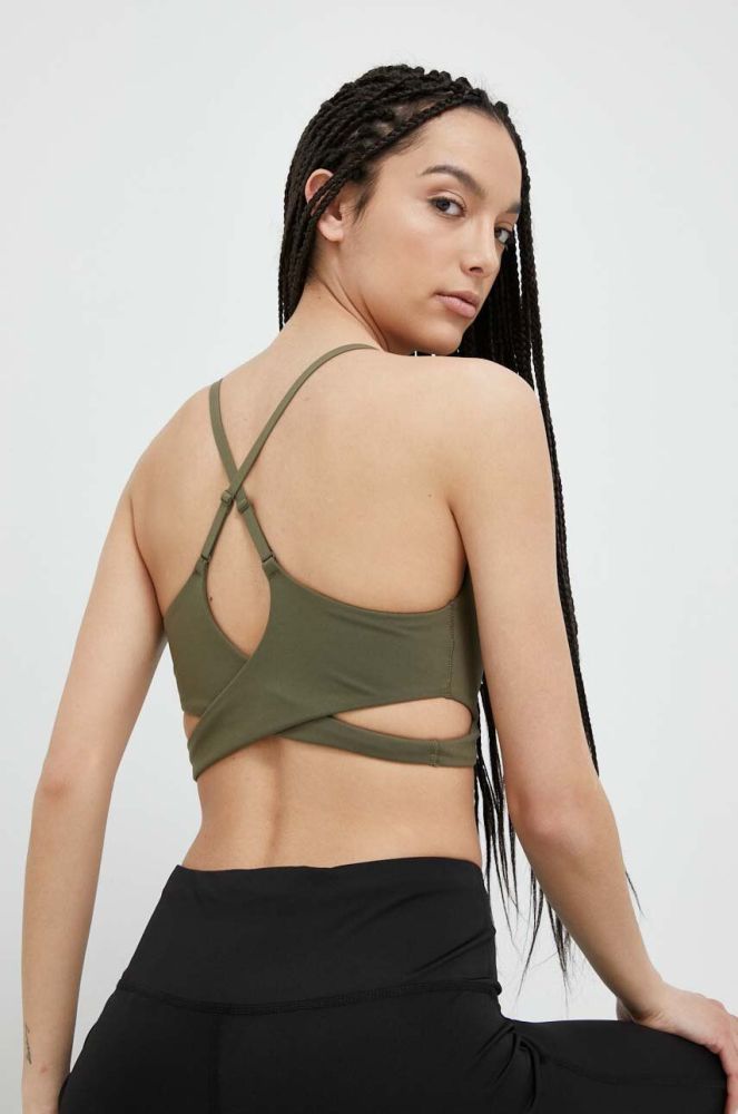 Бюстгальтер для йоги adidas Performance колір зелений однотонний (3193876)