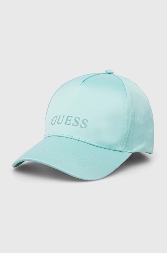 Кепка Guess колір бірюзовий однотонна