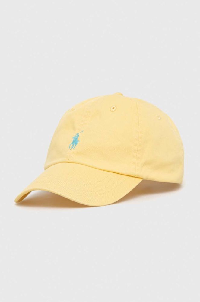 Бавовняна бейсболка Polo Ralph Lauren колір жовтий однотонна