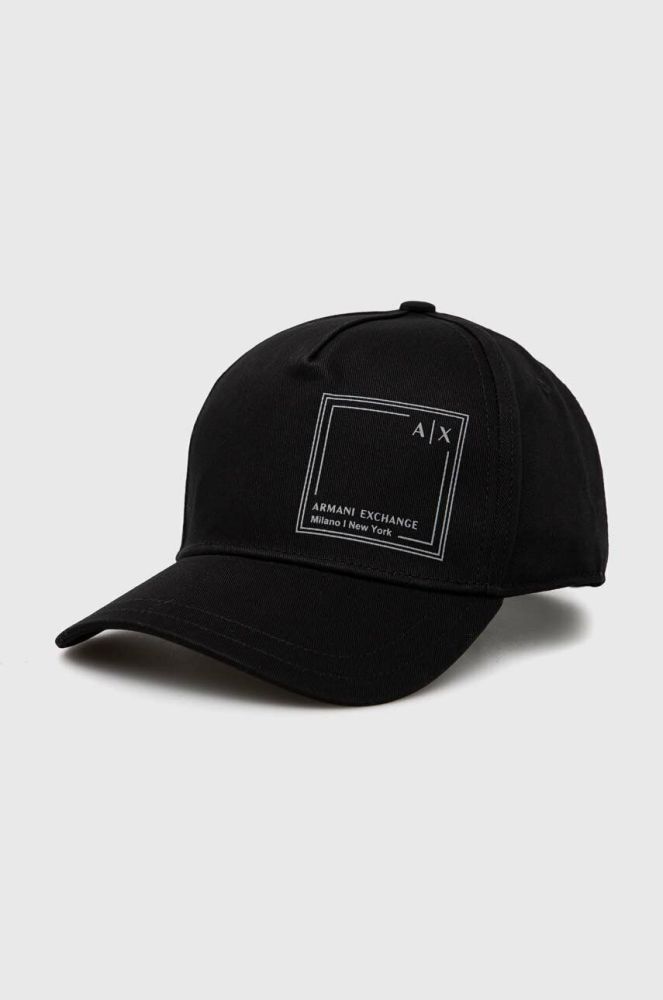Бавовняна бейсболка Armani Exchange колір чорний з принтом (3030696)