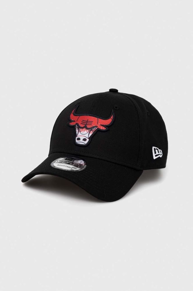 Бавовняна бейсболка New Era колір чорний візерунок CHICAGO BULLS