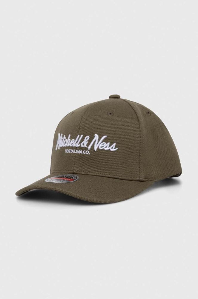 Кепка з домішкою вовни Mitchell&Ness колір зелений з аплікацією