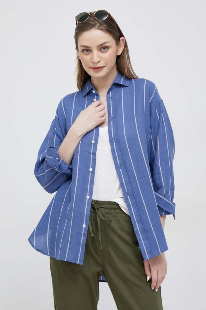 Сорочка з льону Polo Ralph Lauren колір синій regular класичний комір (3147545)