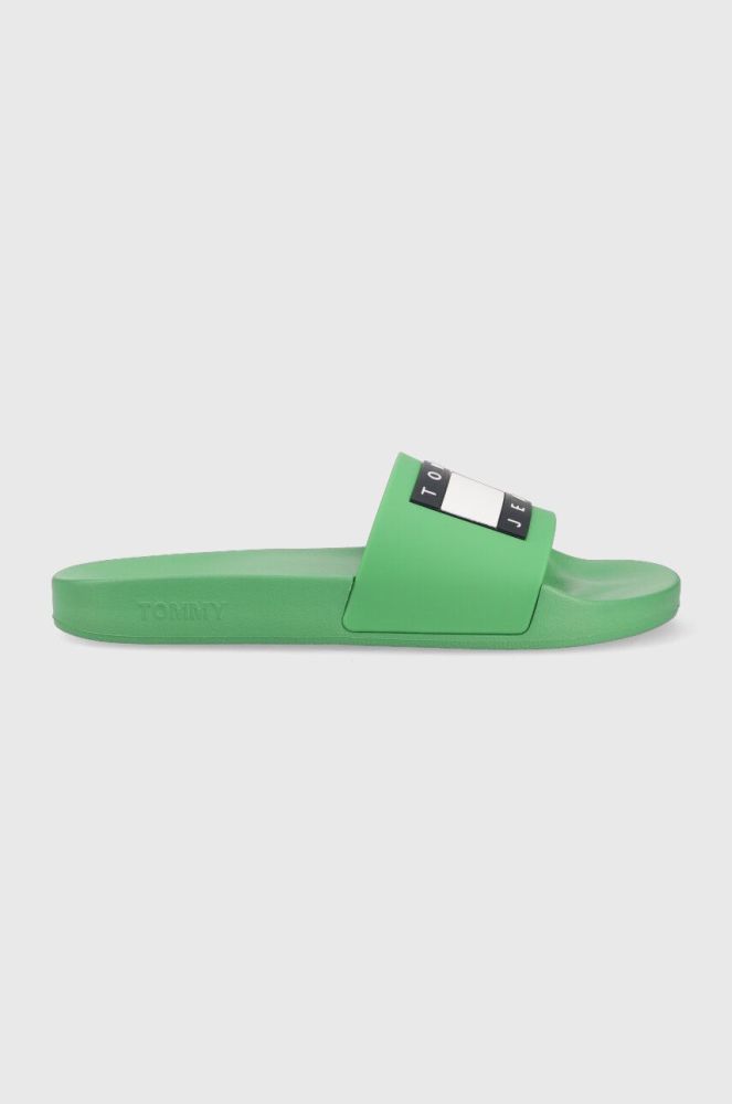 Шльопанці Tommy Jeans POOL SLIDE ESS чоловічі колір зелений EM0EM01191